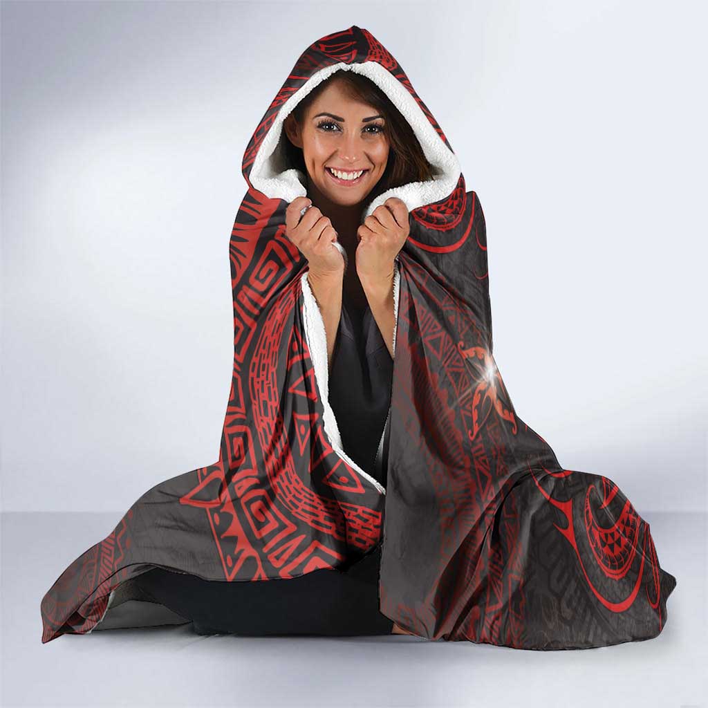 Easter Island Hooded Blanket Hibiscus Polynesian Tribal Pattern DT05 - Polynesian Pride