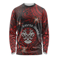 Personalised Easter Island Long Sleeve Shirt Hibiscus Polynesian Tribal Pattern DT05 Unisex Black - Polynesian Pride