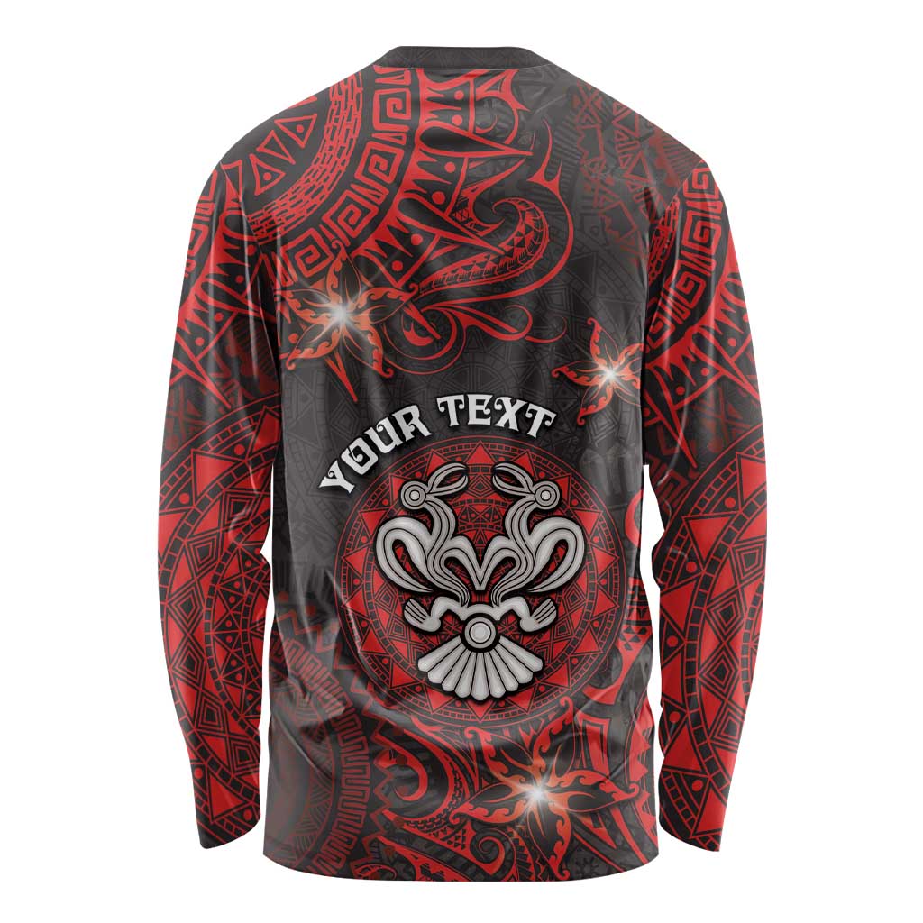 Personalised Easter Island Long Sleeve Shirt Hibiscus Polynesian Tribal Pattern DT05 - Polynesian Pride