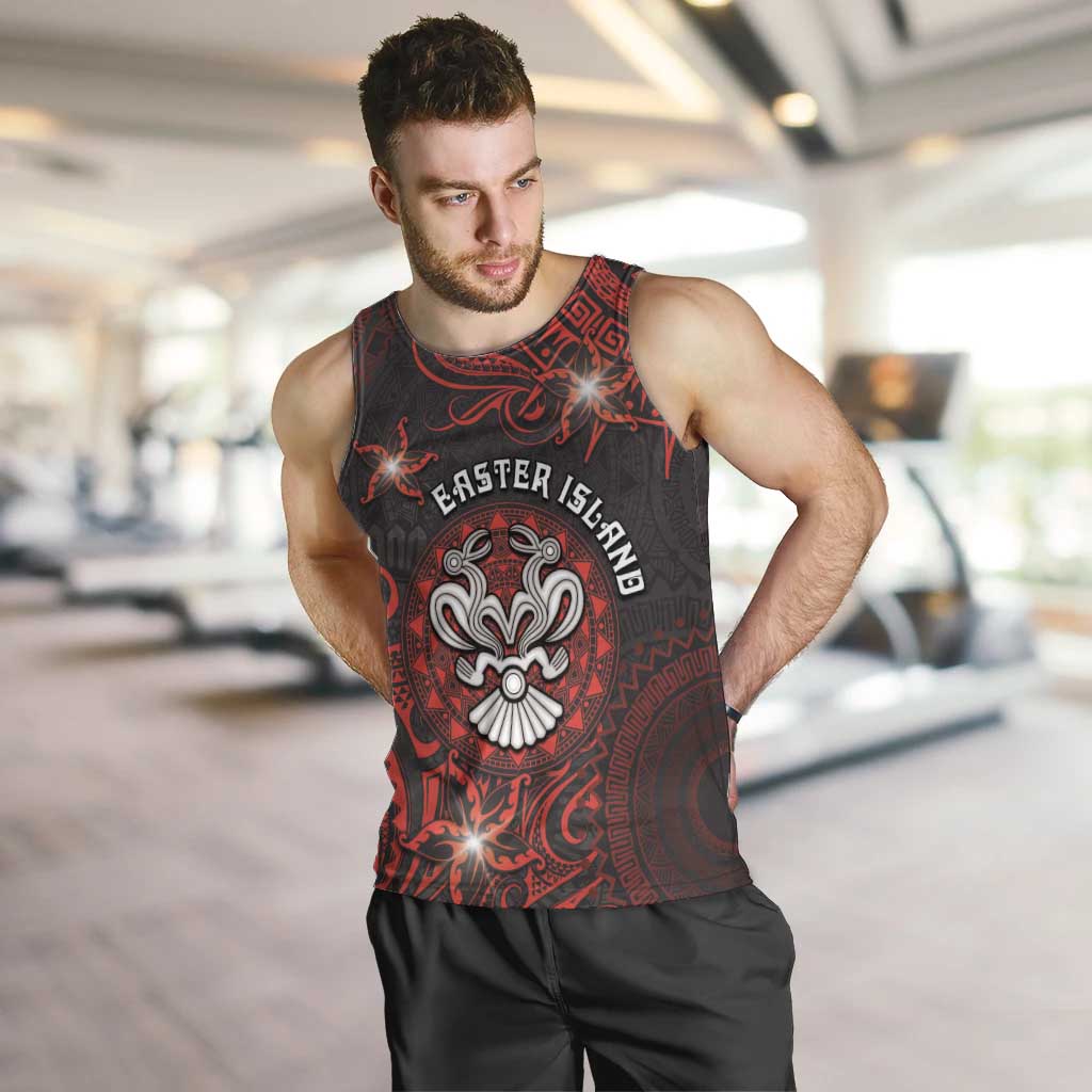 Personalised Easter Island Men Tank Top Hibiscus Polynesian Tribal Pattern DT05 Black - Polynesian Pride