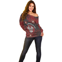 Personalised Easter Island Off Shoulder Sweater Hibiscus Polynesian Tribal Pattern
