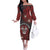 Personalised Easter Island Off The Shoulder Long Sleeve Dress Hibiscus Polynesian Tribal Pattern