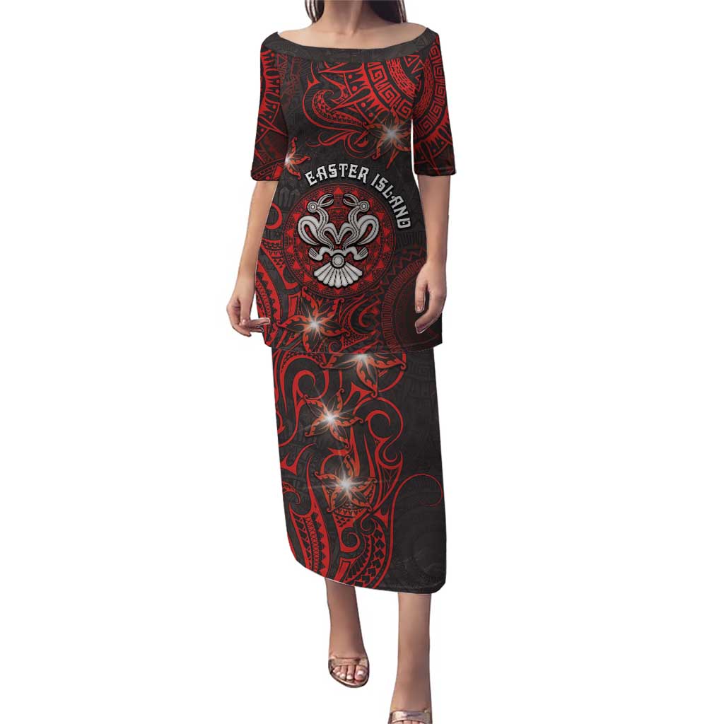 Personalised Easter Island Puletasi Hibiscus Polynesian Tribal Pattern DT05 Long Dress Black - Polynesian Pride
