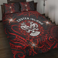 Easter Island Quilt Bed Set Hibiscus Polynesian Tribal Pattern