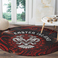 Easter Island Round Carpet Hibiscus Polynesian Tribal Pattern