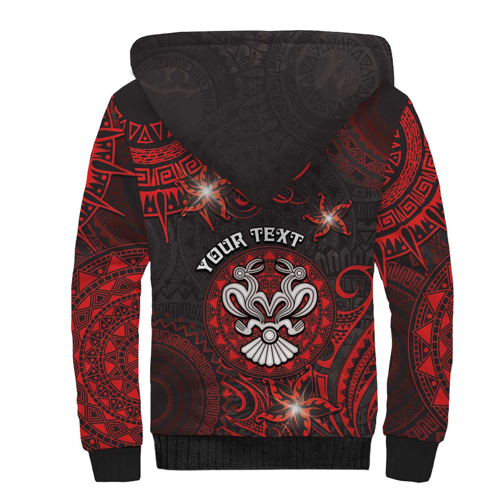 Personalised Easter Island Sherpa Hoodie Hibiscus Polynesian Tribal Pattern DT05 - Polynesian Pride
