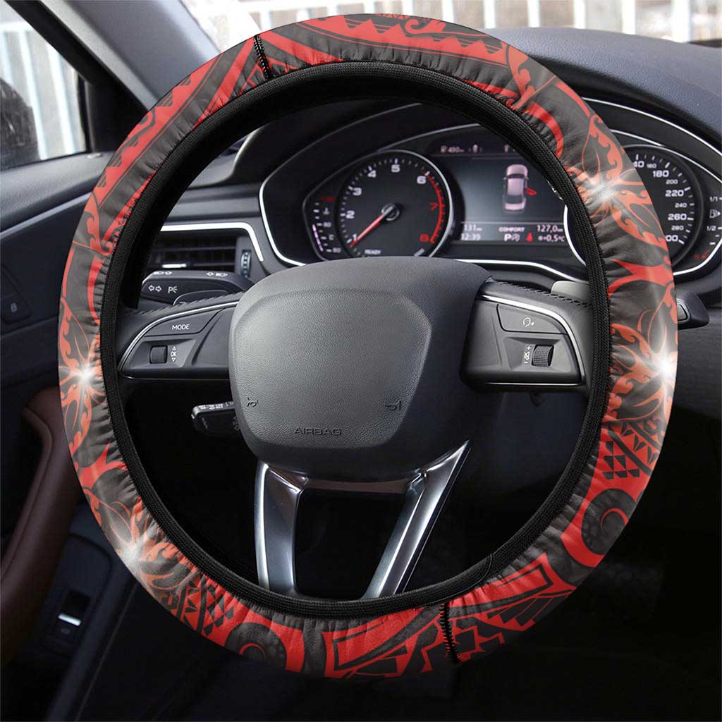 Easter Island Steering Wheel Cover Hibiscus Polynesian Tribal Pattern DT05 - Polynesian Pride