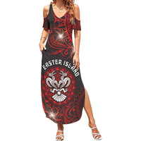 Personalised Easter Island Summer Maxi Dress Hibiscus Polynesian Tribal Pattern DT05 Women Black - Polynesian Pride