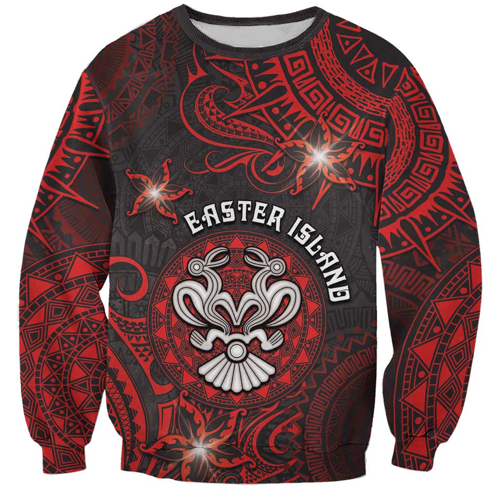 Personalised Easter Island Sweatshirt Hibiscus Polynesian Tribal Pattern