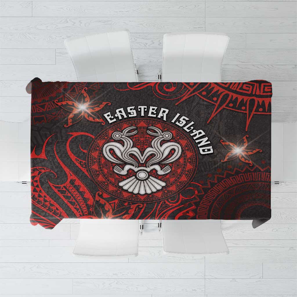 Easter Island Tablecloth Hibiscus Polynesian Tribal Pattern DT05 Black - Polynesian Pride