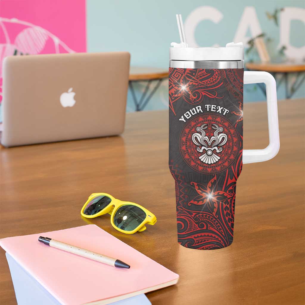 Personalised Easter Island Tumbler With Handle Hibiscus Polynesian Tribal Pattern