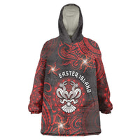 Personalised Easter Island Wearable Blanket Hoodie Hibiscus Polynesian Tribal Pattern DT05 One Size Black - Polynesian Pride
