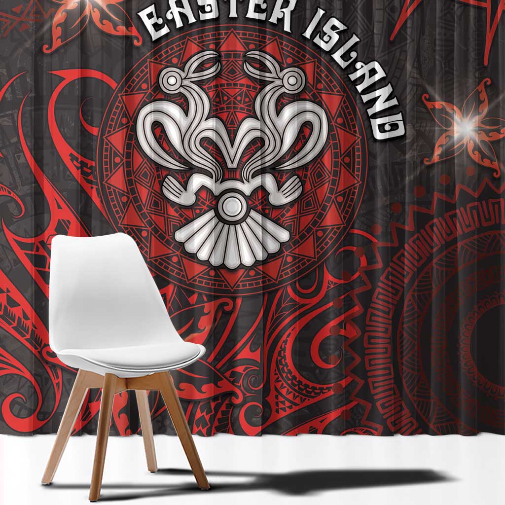 Easter Island Window Curtain Hibiscus Polynesian Tribal Pattern