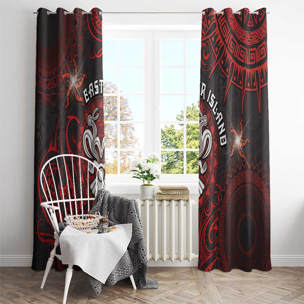 Easter Island Window Curtain Hibiscus Polynesian Tribal Pattern