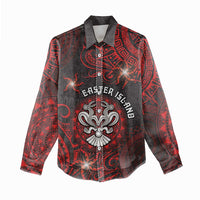 Personalised Easter Island Women Casual Shirt Hibiscus Polynesian Tribal Pattern