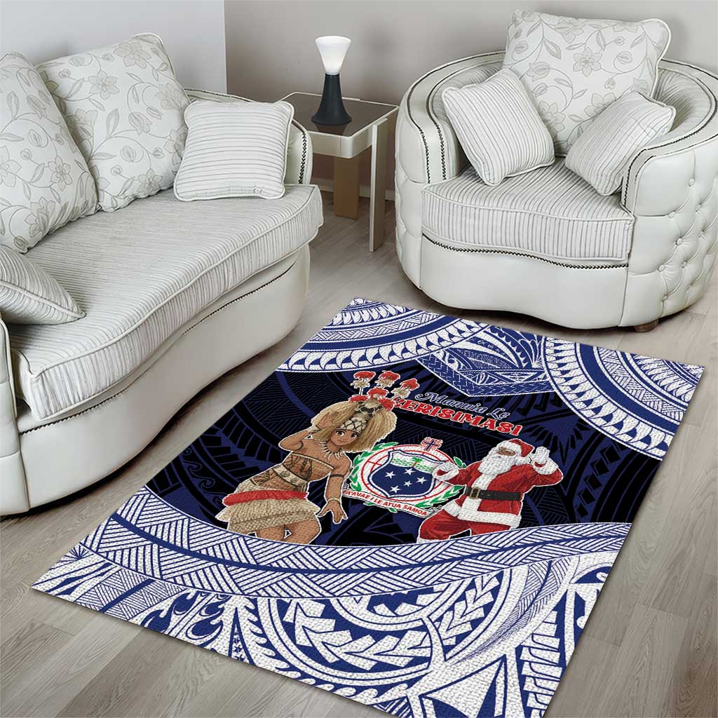Samoa Christmas Area Rug Samoan Siva Dance With Santa - Polynesian Pride