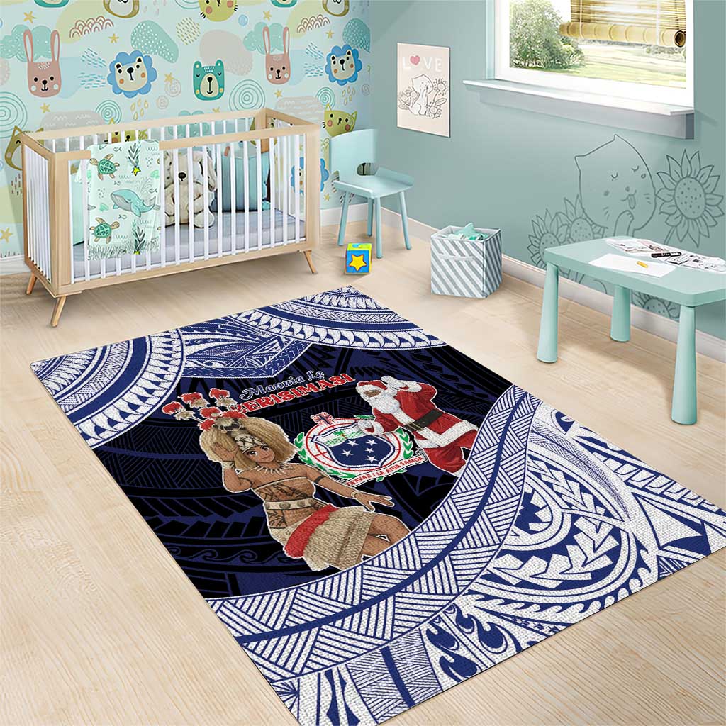 Samoa Christmas Area Rug Samoan Siva Dance With Santa - Polynesian Pride