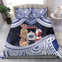 Samoa Christmas Bedding Set Samoan Siva Dance With Santa - Polynesian Pride