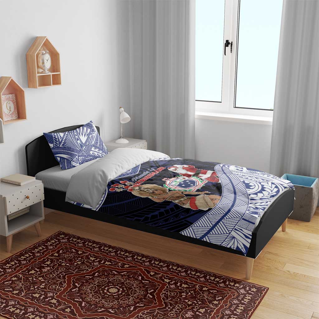 Samoa Christmas Bedding Set Samoan Siva Dance With Santa - Polynesian Pride