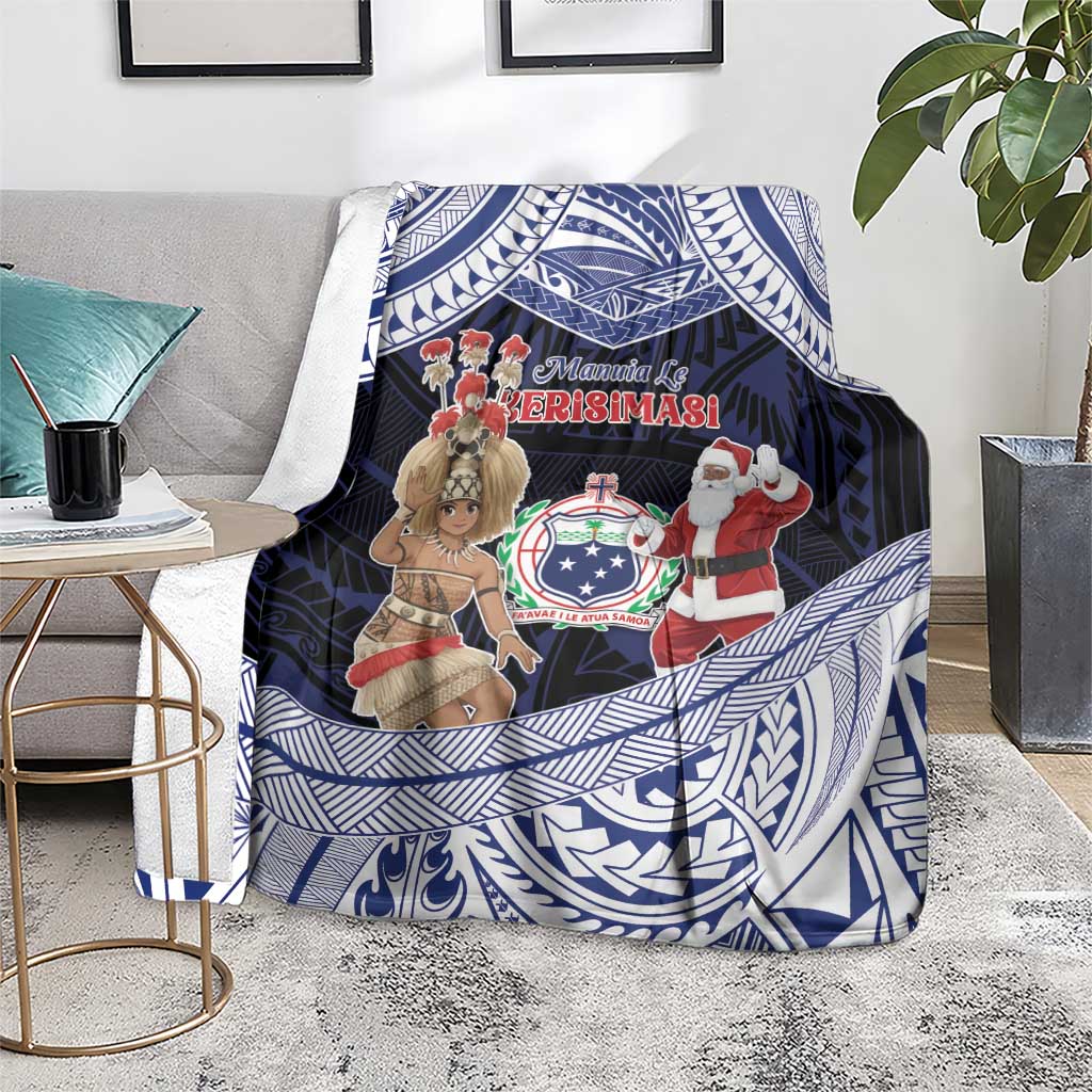 Samoa Christmas Blanket Samoan Siva Dance With Santa - Polynesian Pride