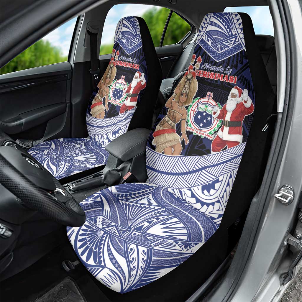 Samoa Christmas Car Seat Cover Samoan Siva Dance With Santa - Polynesian Pride