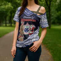 Samoa Christmas Cross Shoulder Shirt Samoan Siva Dance With Santa - Polynesian Pride