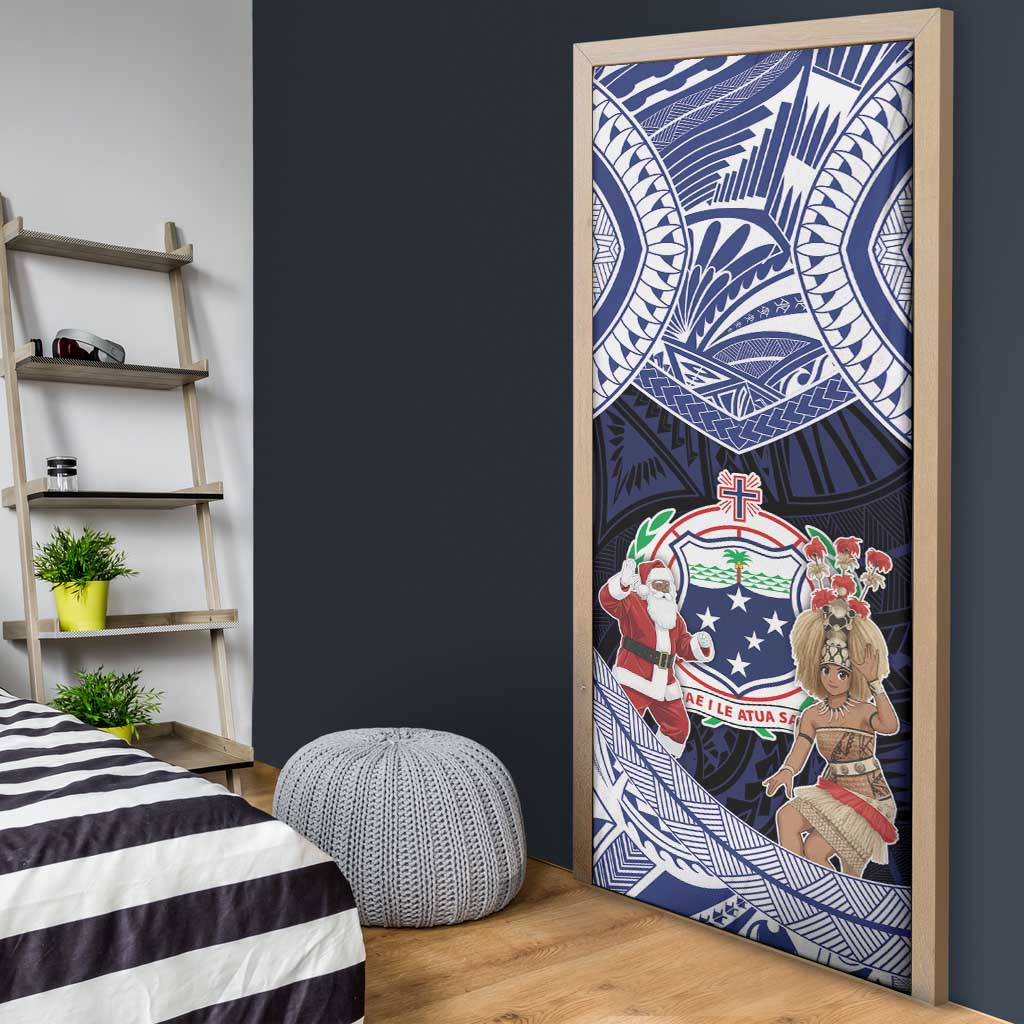 Samoa Christmas Door Cover Samoan Siva Dance With Santa - Polynesian Pride