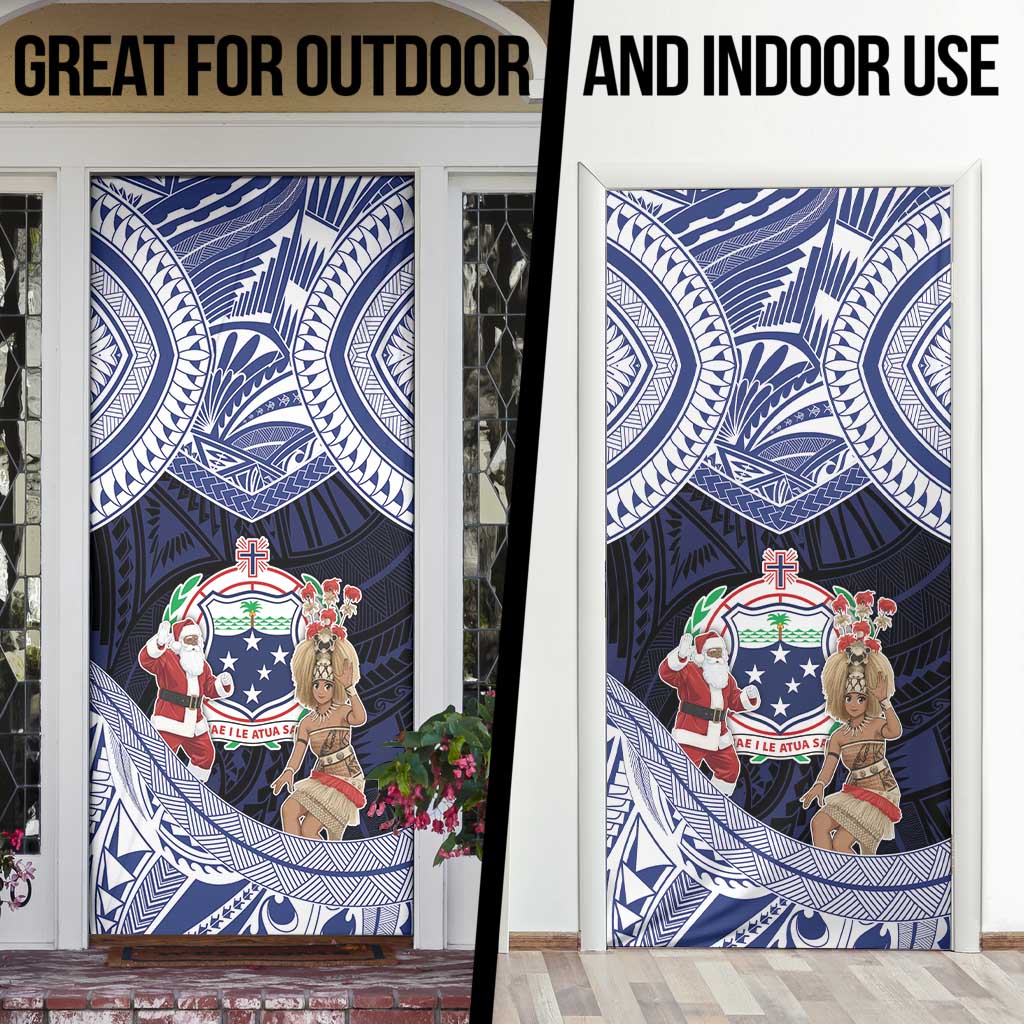 Samoa Christmas Door Cover Samoan Siva Dance With Santa - Polynesian Pride