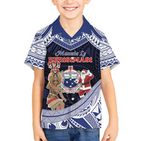 Samoa Christmas Family Matching Long Sleeve Bodycon Dress and Hawaiian Shirt Samoan Siva Dance With Santa - Polynesian Pride