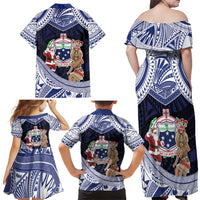 Samoa Christmas Family Matching Off Shoulder Maxi Dress and Hawaiian Shirt Samoan Siva Dance With Santa - Polynesian Pride