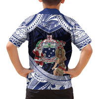 Samoa Christmas Family Matching Off Shoulder Short Dress and Hawaiian Shirt Samoan Siva Dance With Santa - Polynesian Pride