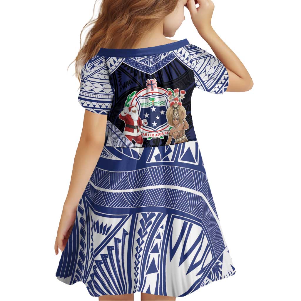 Samoa Christmas Family Matching Tank Maxi Dress and Hawaiian Shirt Samoan Siva Dance With Santa - Polynesian Pride