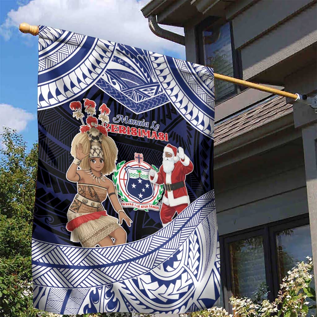 Samoa Christmas Garden Flag Samoan Siva Dance With Santa - Polynesian Pride