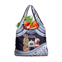 Samoa Christmas Grocery Bag Samoan Siva Dance With Santa - Polynesian Pride
