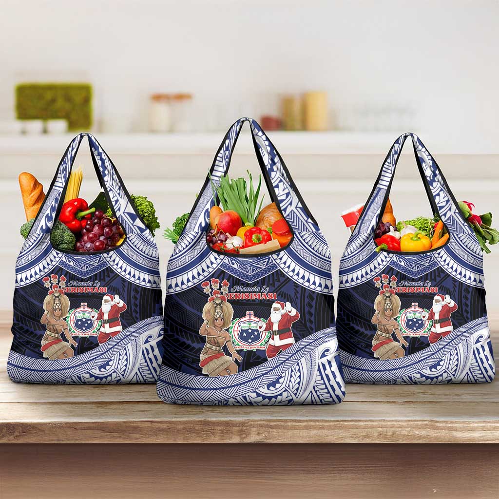 Samoa Christmas Grocery Bag Samoan Siva Dance With Santa - Polynesian Pride