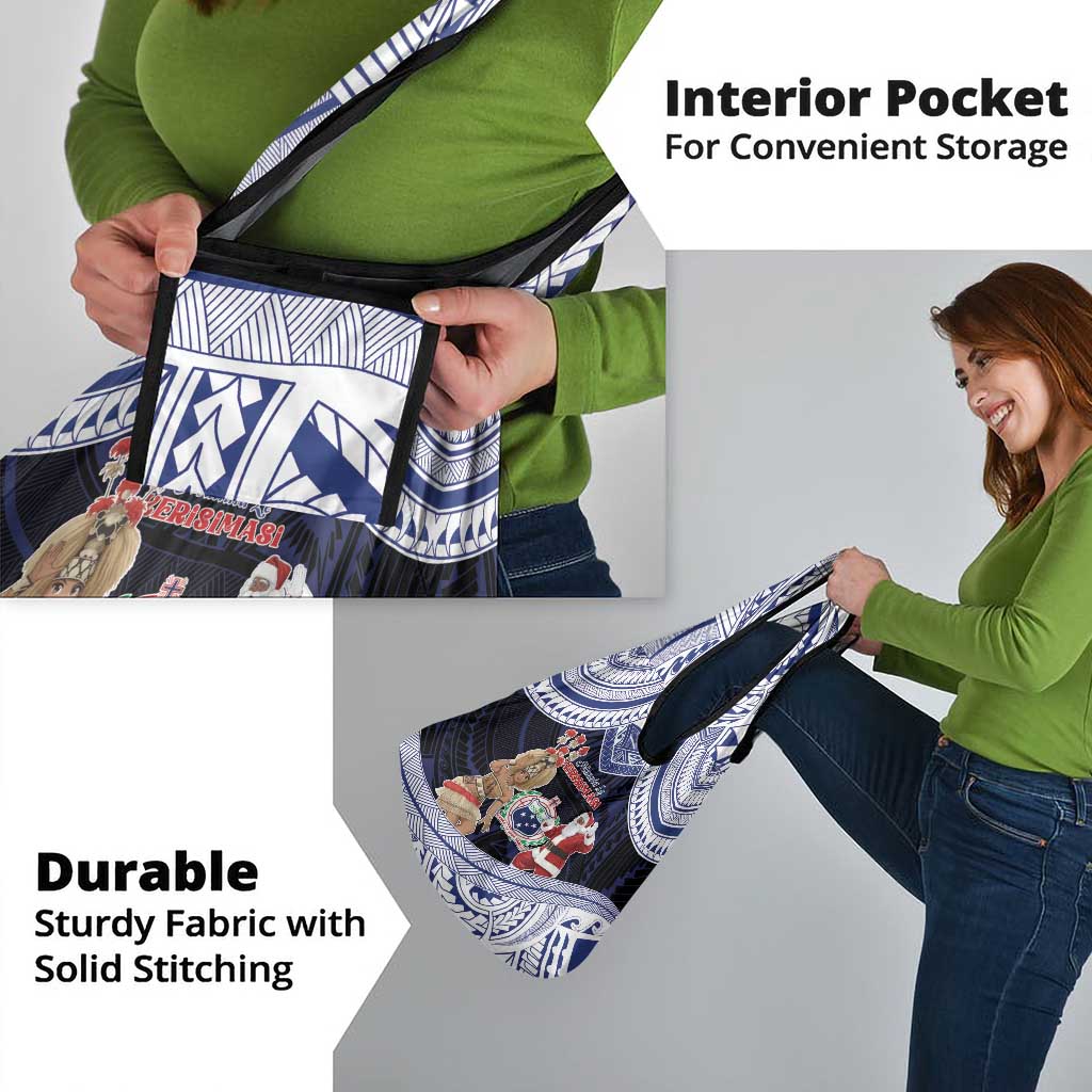 Samoa Christmas Grocery Bag Samoan Siva Dance With Santa - Polynesian Pride