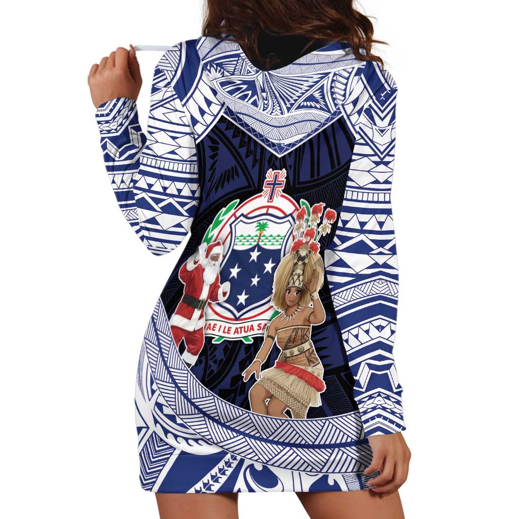 Samoa Christmas Hoodie Dress Samoan Siva Dance With Santa - Polynesian Pride