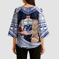 Samoa Christmas Kimono Sleeve Blouse Samoan Siva Dance With Santa - Polynesian Pride