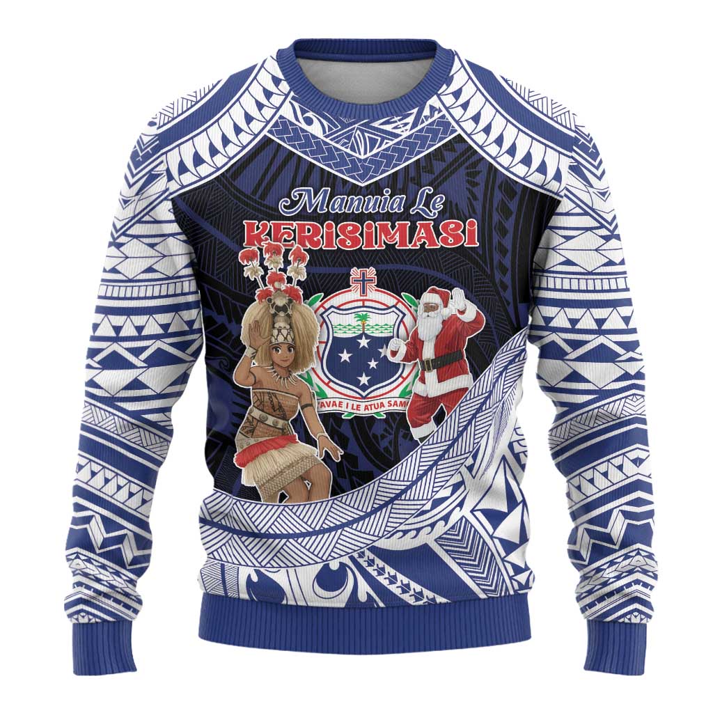Samoa Christmas Ugly Christmas Sweater Samoan Siva Dance With Santa - Polynesian Pride