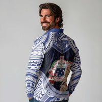 Samoa Christmas Long Sleeve Polo Shirt Samoan Siva Dance With Santa - Polynesian Pride