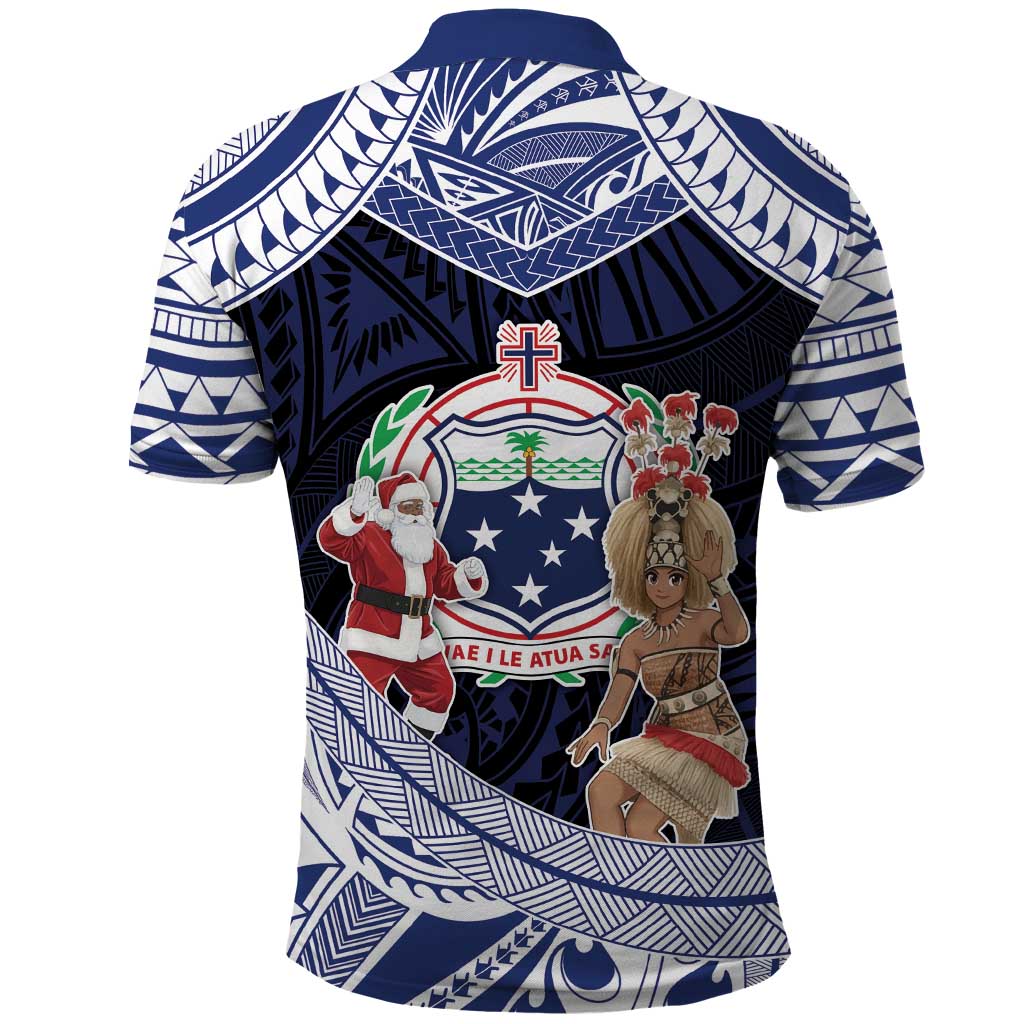 Samoa Christmas Polo Shirt Samoan Siva Dance With Santa - Polynesian Pride
