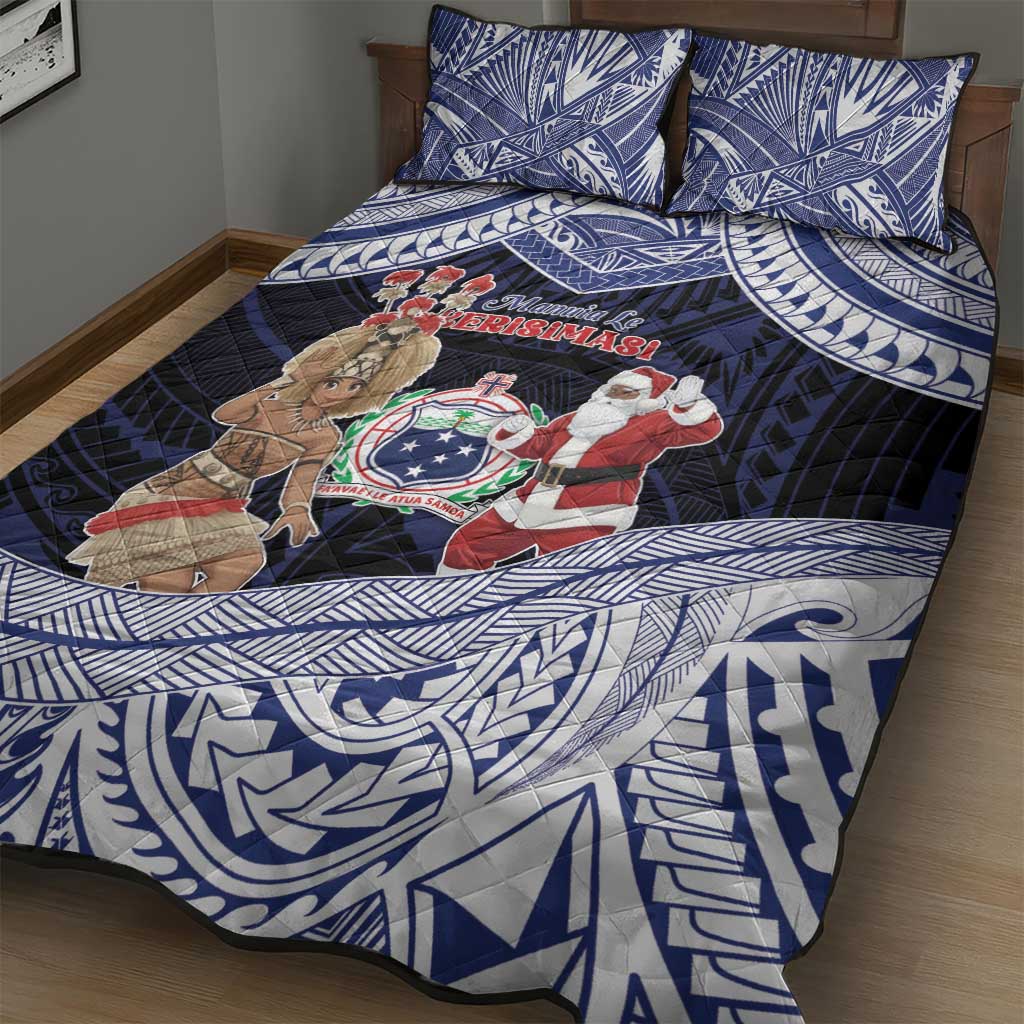 Samoa Christmas Quilt Bed Set Samoan Siva Dance With Santa - Polynesian Pride