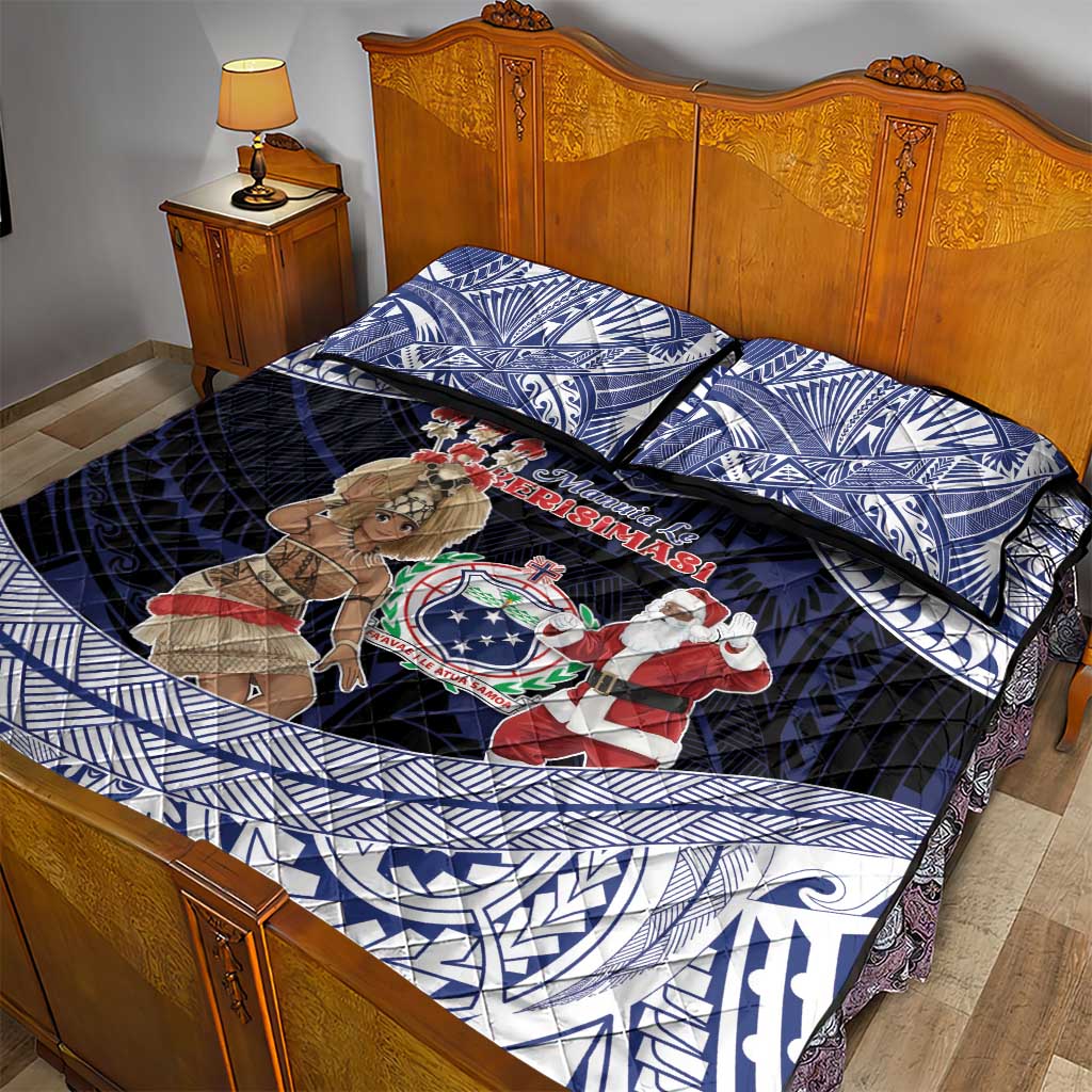 Samoa Christmas Quilt Bed Set Samoan Siva Dance With Santa - Polynesian Pride