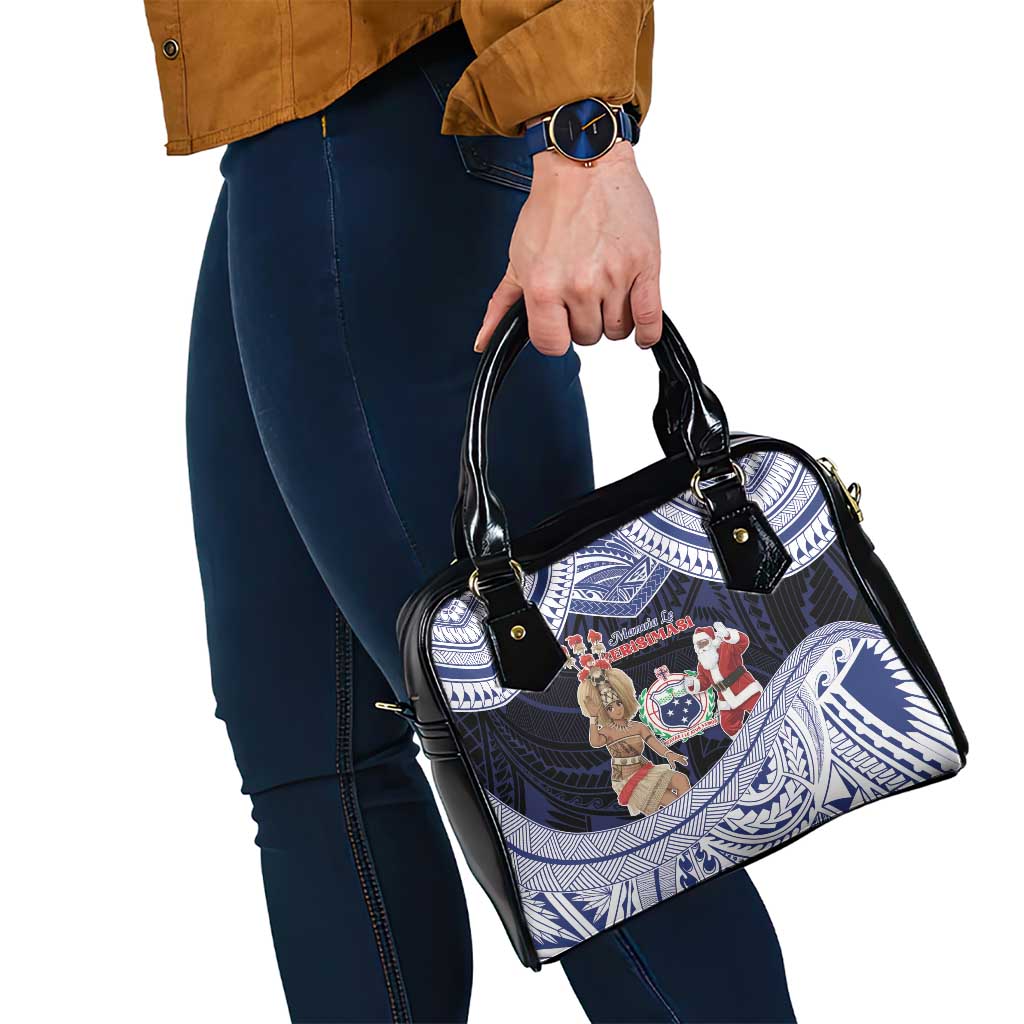 Samoa Christmas Shoulder Handbag Samoan Siva Dance With Santa - Polynesian Pride