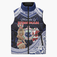 Samoa Christmas Sleeveless Puffer Jacket Samoan Siva Dance With Santa - Polynesian Pride