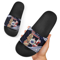 Samoa Christmas Slide Sandals Samoan Siva Dance With Santa - Polynesian Pride