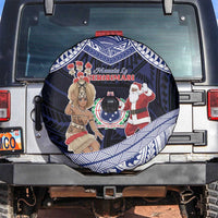 Samoa Christmas Spare Tire Cover Samoan Siva Dance With Santa - Polynesian Pride