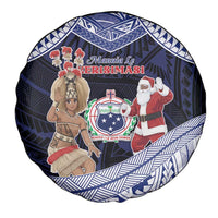 Samoa Christmas Spare Tire Cover Samoan Siva Dance With Santa - Polynesian Pride