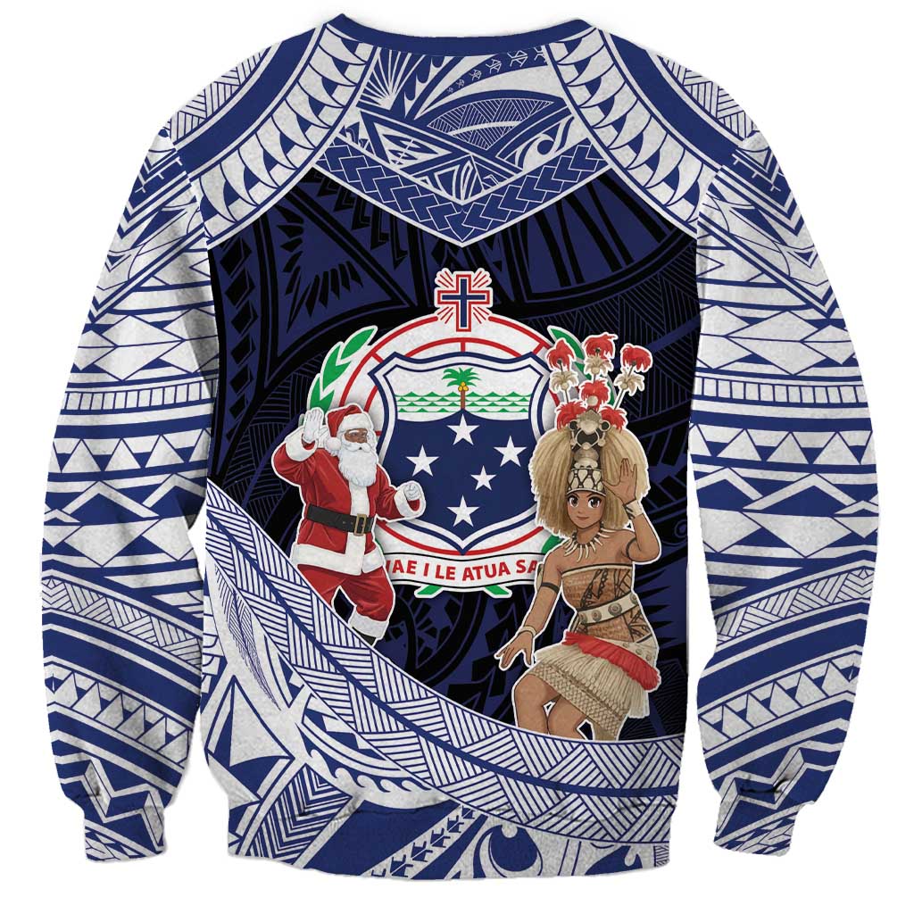 Samoa Christmas Sweatshirt Samoan Siva Dance With Santa - Polynesian Pride