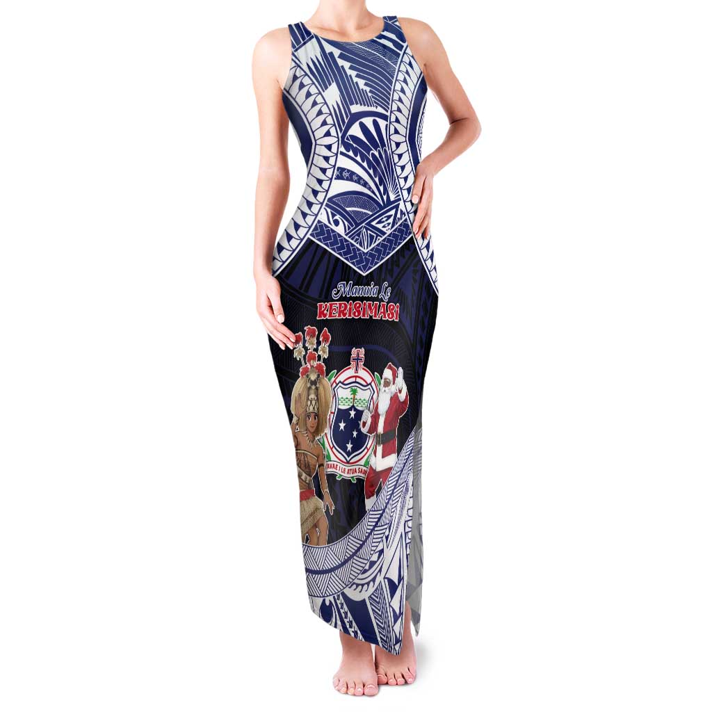 Samoa Christmas Tank Maxi Dress Samoan Siva Dance With Santa - Polynesian Pride